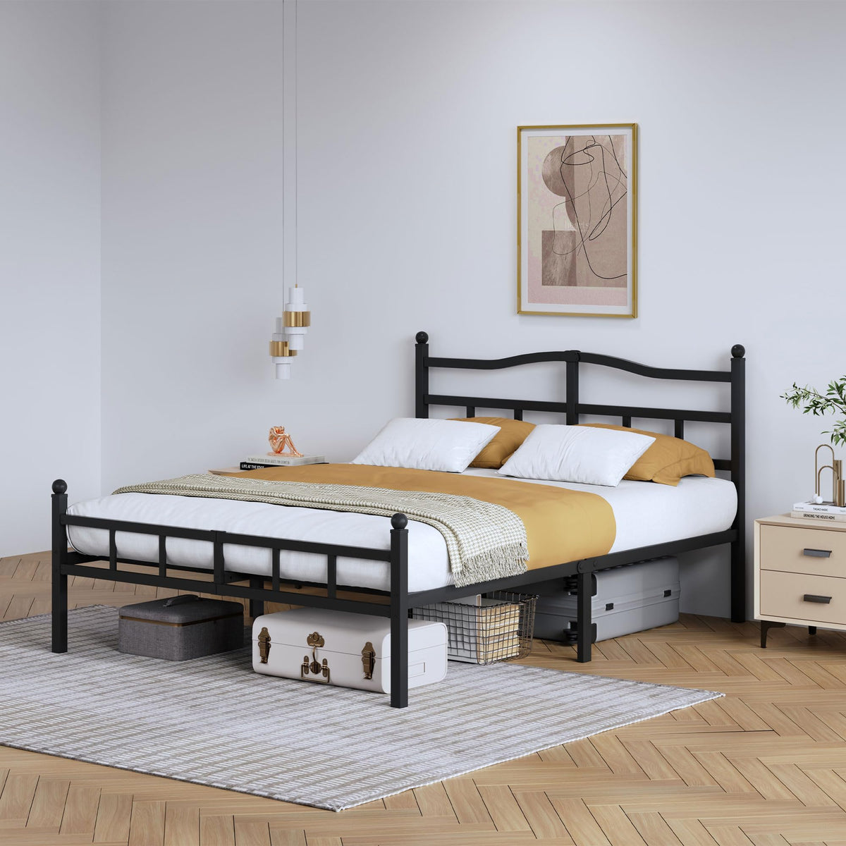 14 Inch Metal Bed Frame Full Size with Headboard Footboard F177