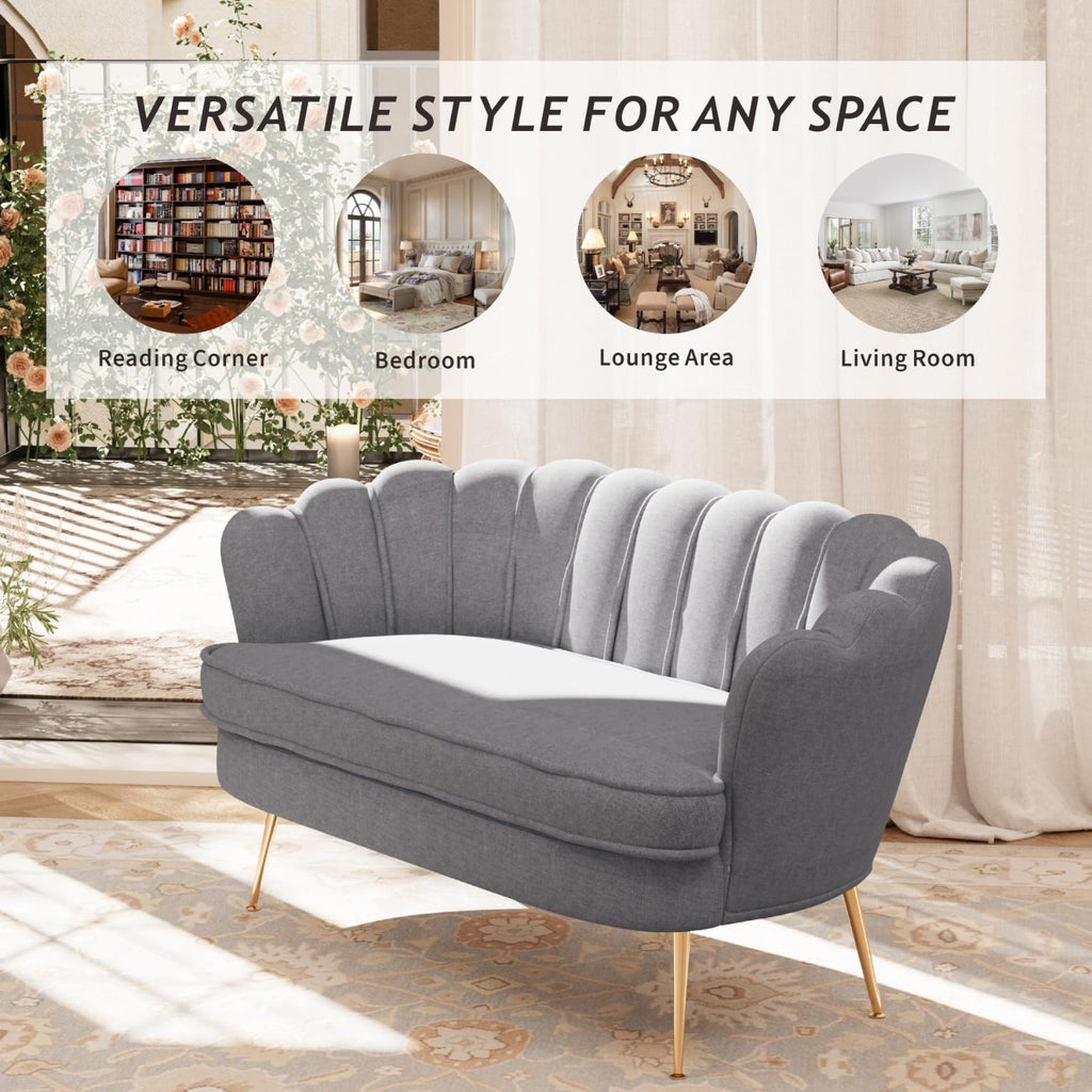Light Grey Chenille 2-Seater Loveseat Sofa O9772