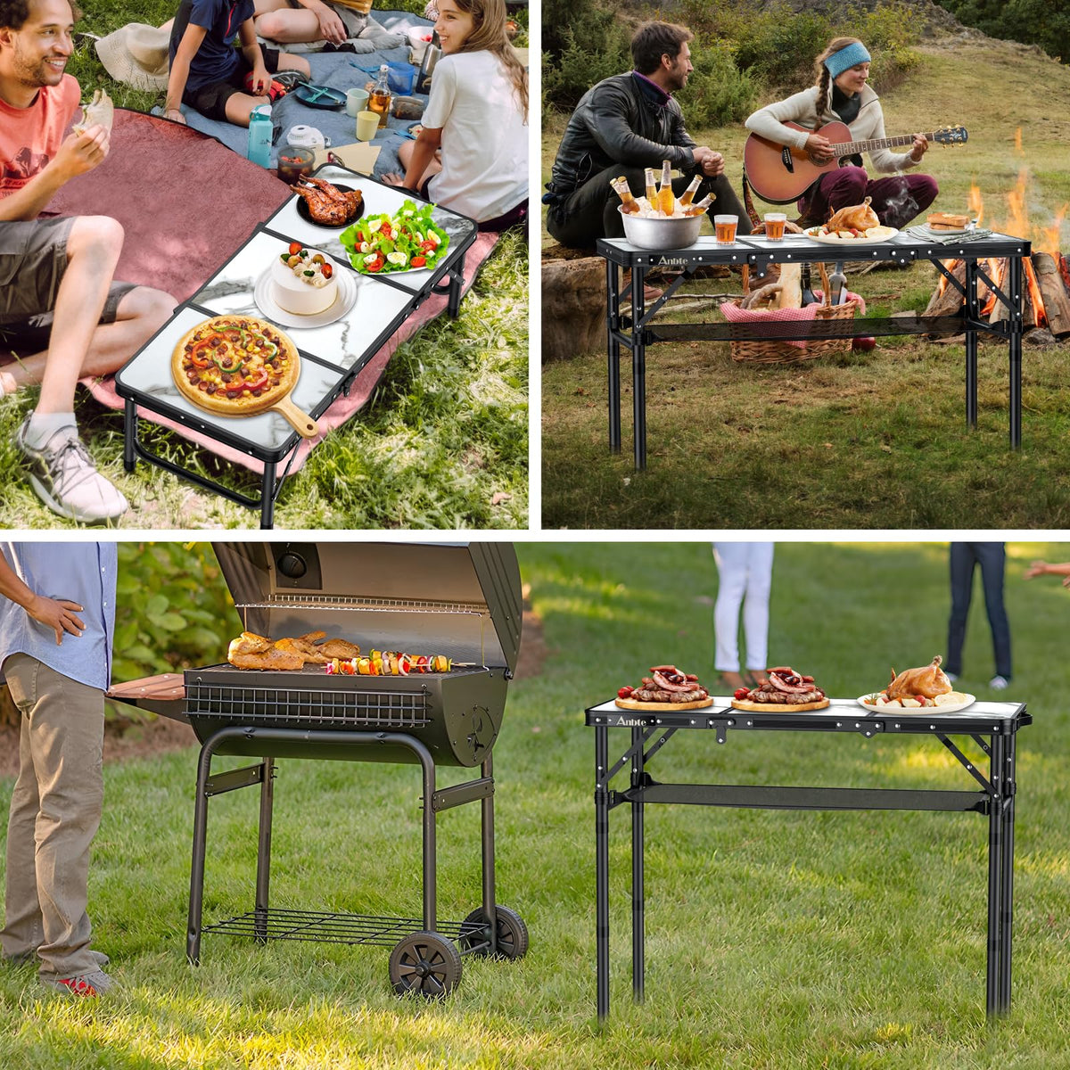 3ft Folding Camping Table, 3 Adjustable Height I18356