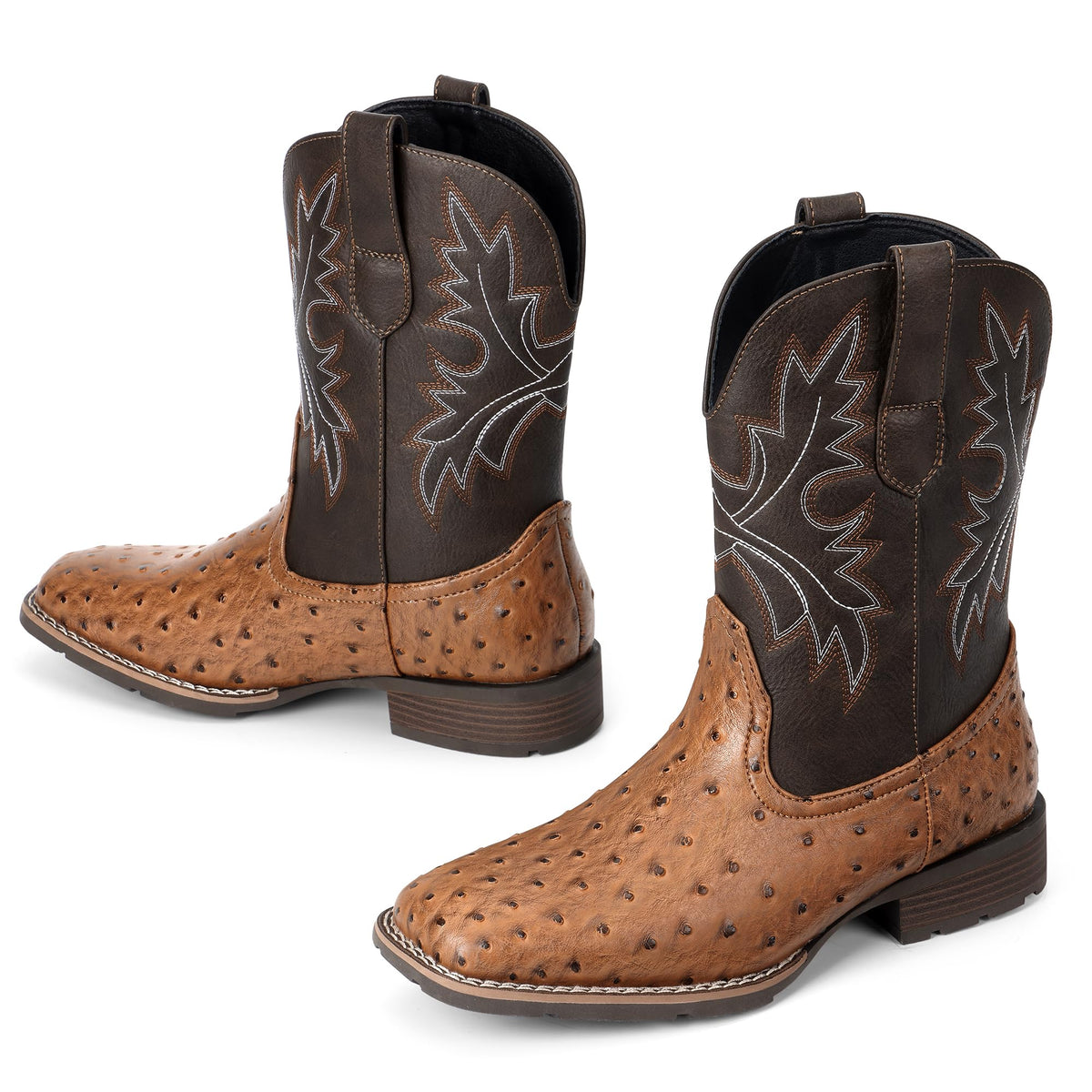 Cowboy Boots for Men with Embroidered Square Toe W912