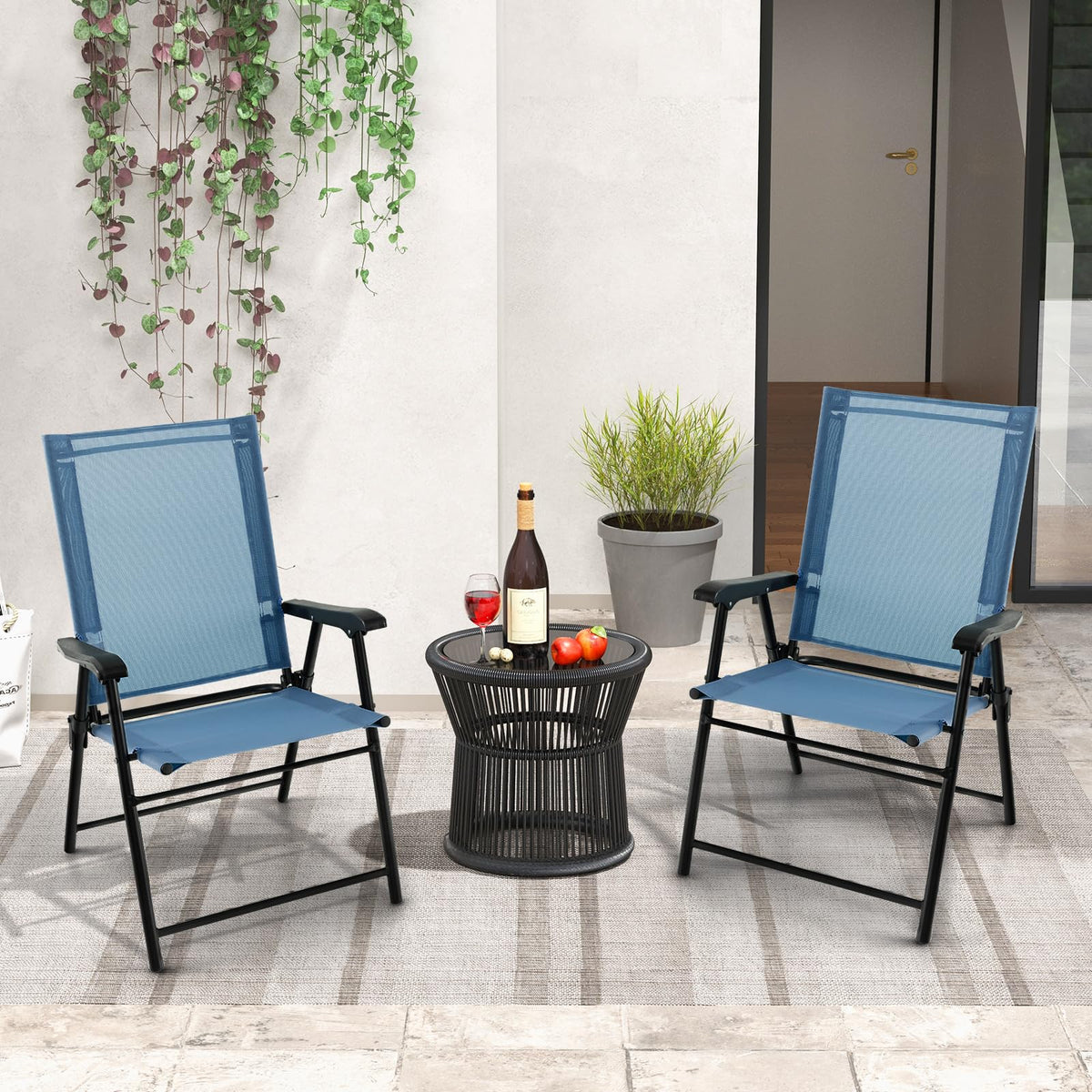Blue Set of 2 Folding Sling Chairs R19420