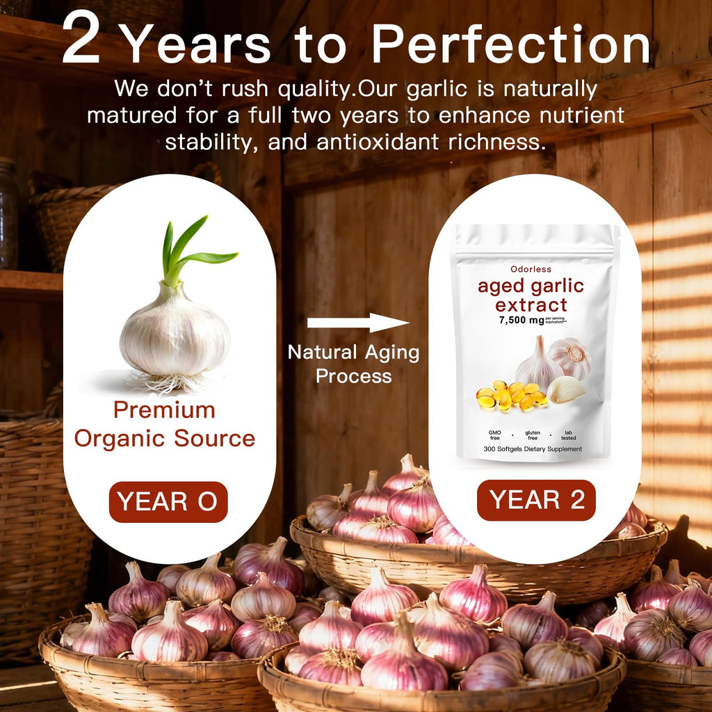 7500mg Organic Garlic Capsules Supplement, Vegetarian, Non-GMO, 300 Count A707