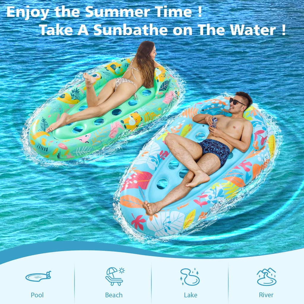 4 Pack Inflatable Pool Float Lounger with Headrest U730380