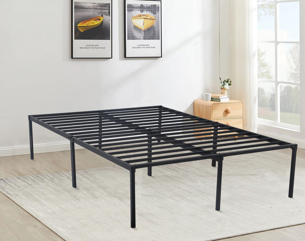 18 Inch Black Metal Full Size Platform Bed Frame with Storage T2781