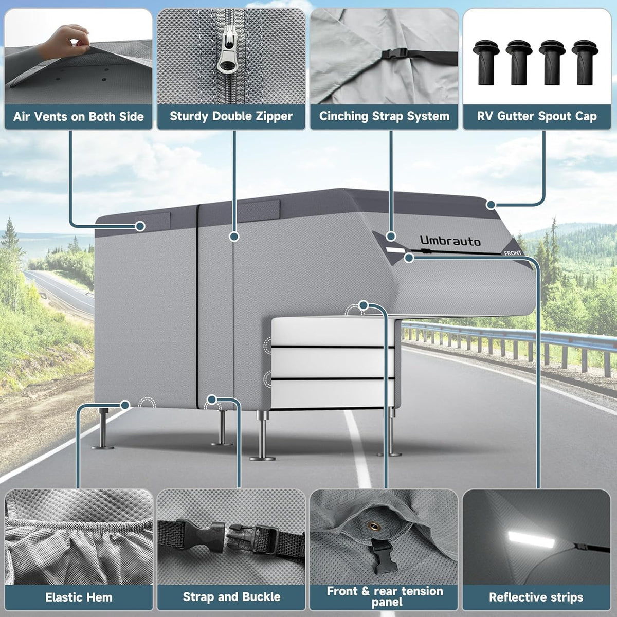 8-10ft Waterproof 7 Layers Truck Camper RV Cover T8383