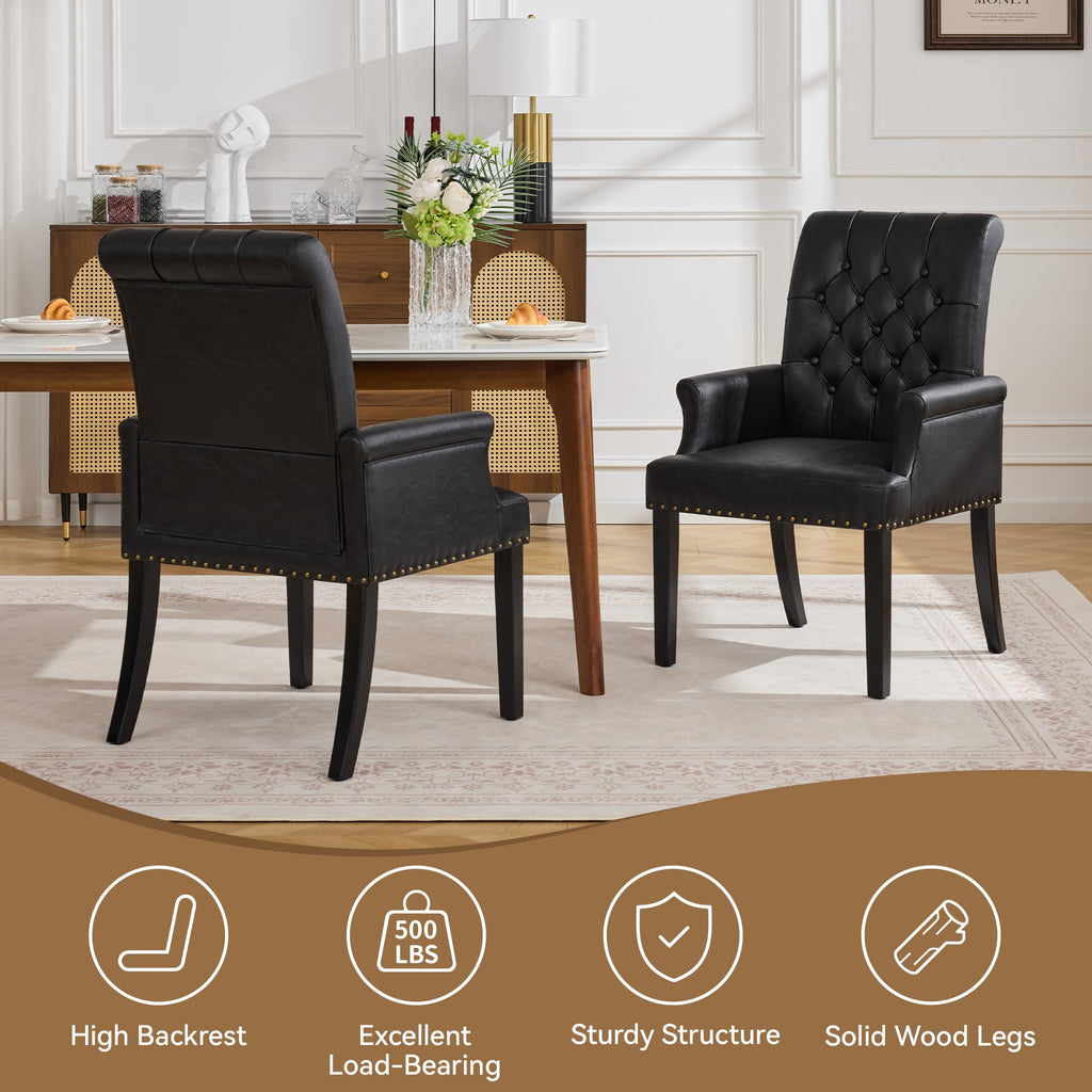 Black PU Leather Dining Chair with Arms V18272