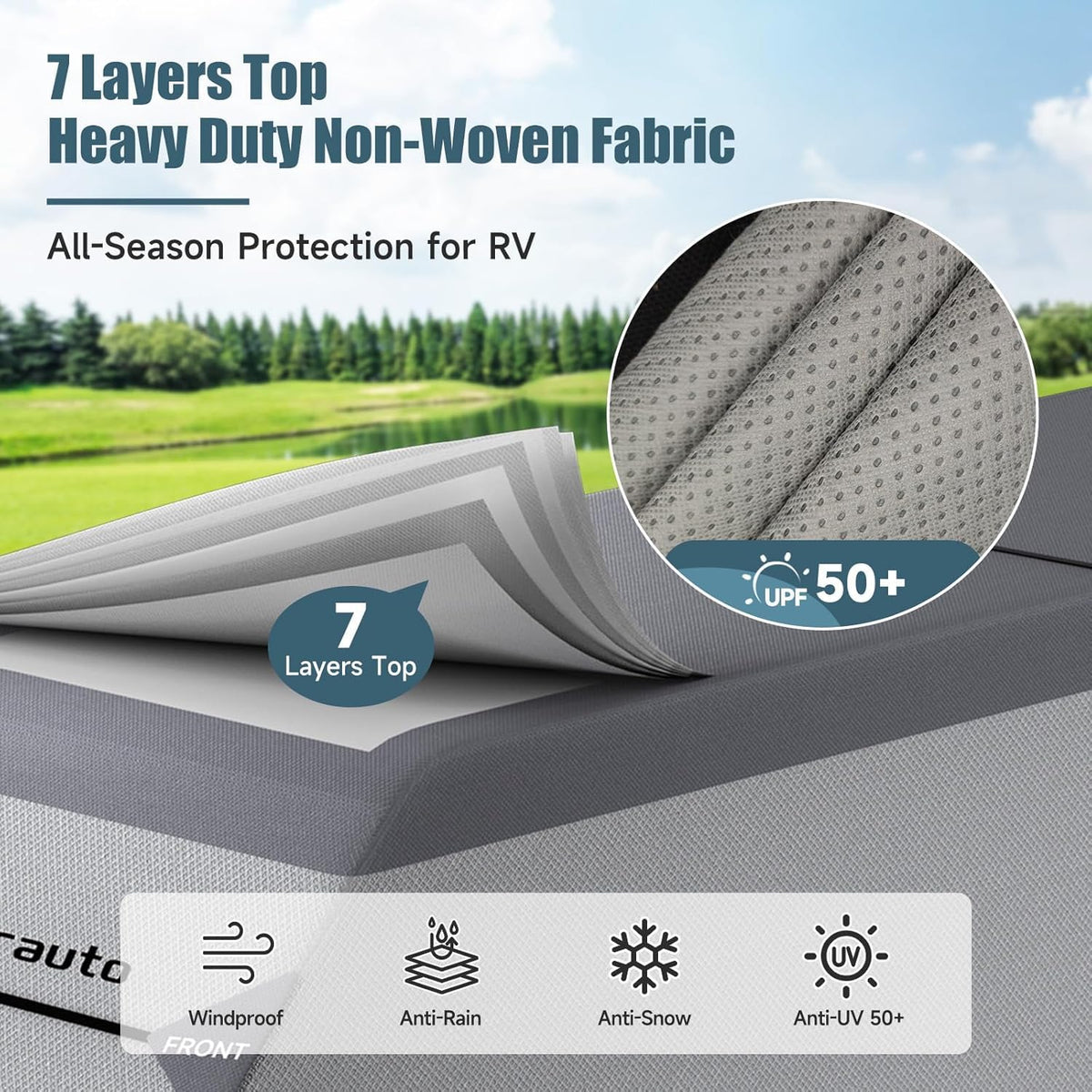 8-10ft Waterproof 7 Layers Truck Camper RV Cover T8383