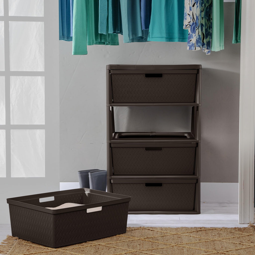 4 Drawer Plastic Storage Organizer Brown I876964
