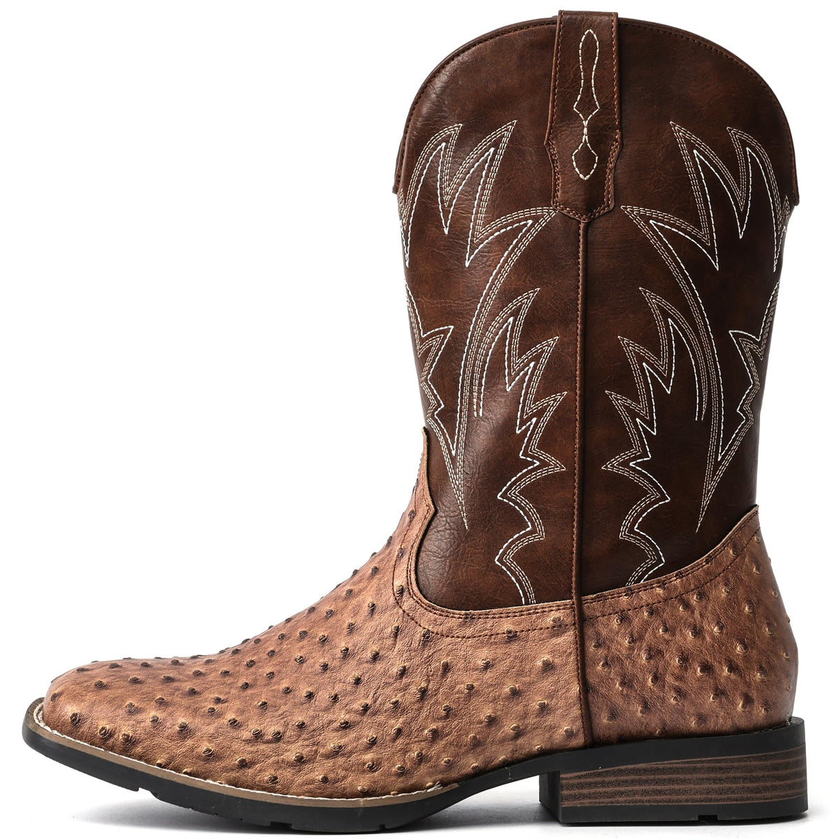 Cowboy Boots for Men Western Ostrich Embroidered Pull On Boots X3089