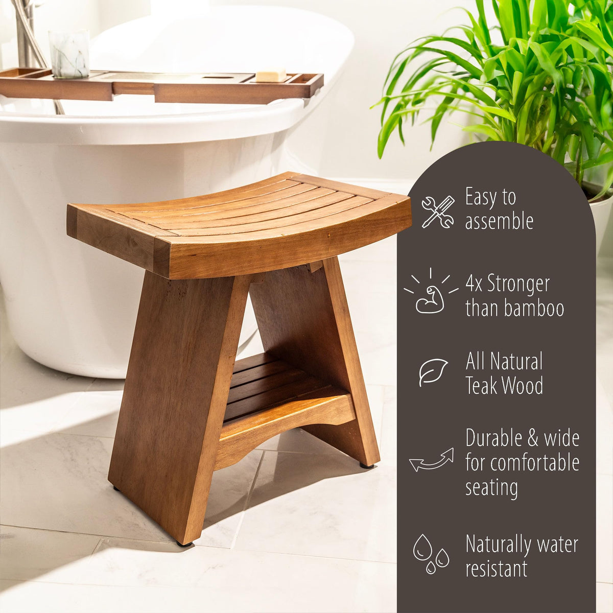 Teak Shower Bench 18 Inches K463