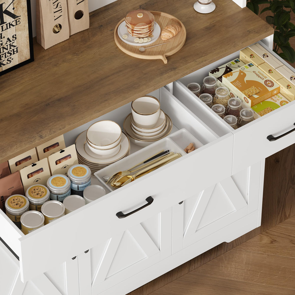 White Kitchen Pantry Storage Cabinet Q39540