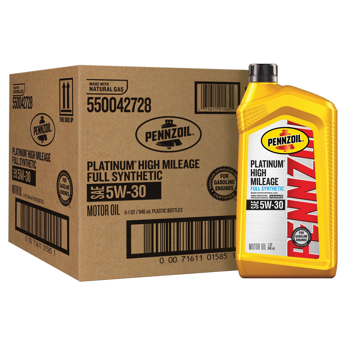 5W-30 Full Synthetic High Mileage Motor Oil, 1 Quart (6 Pack) F8670