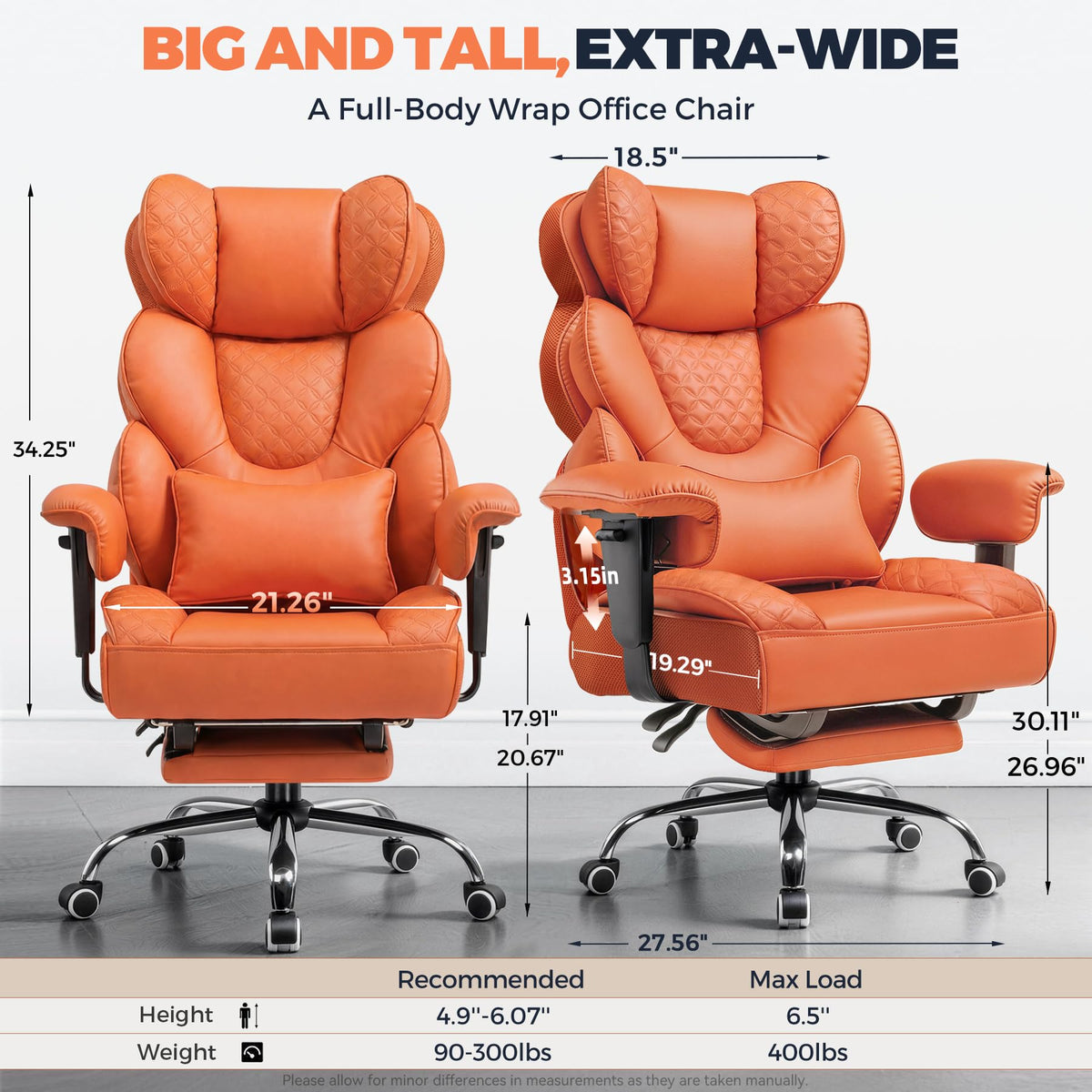 Big and Tall Ergonomic Gaming Chair with Footrest G62602