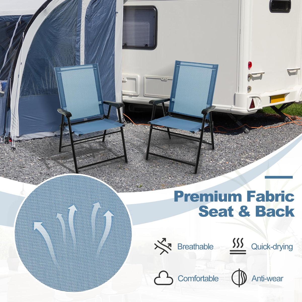 Blue Set of 2 Folding Sling Chairs R19420