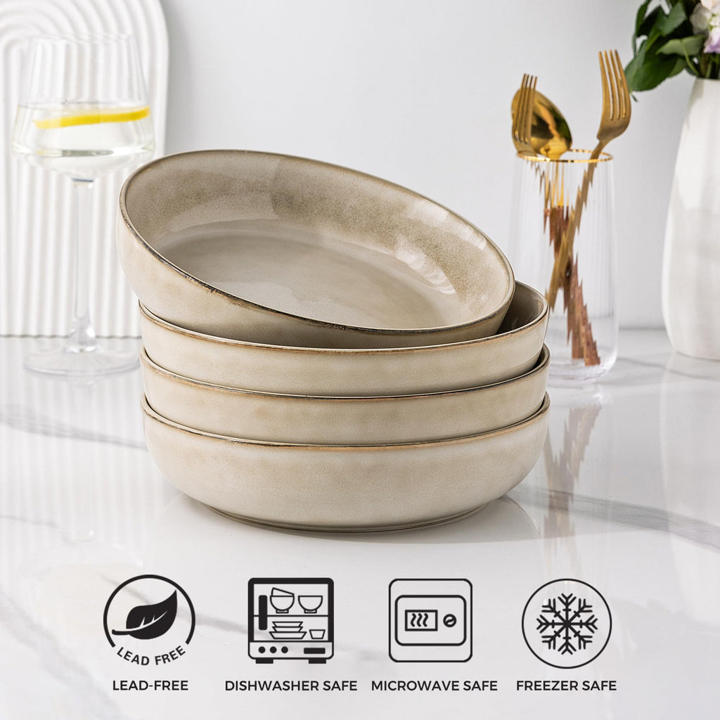 8.75'' 38oz Ceramic Pasta Bowls Set of 4 H3257