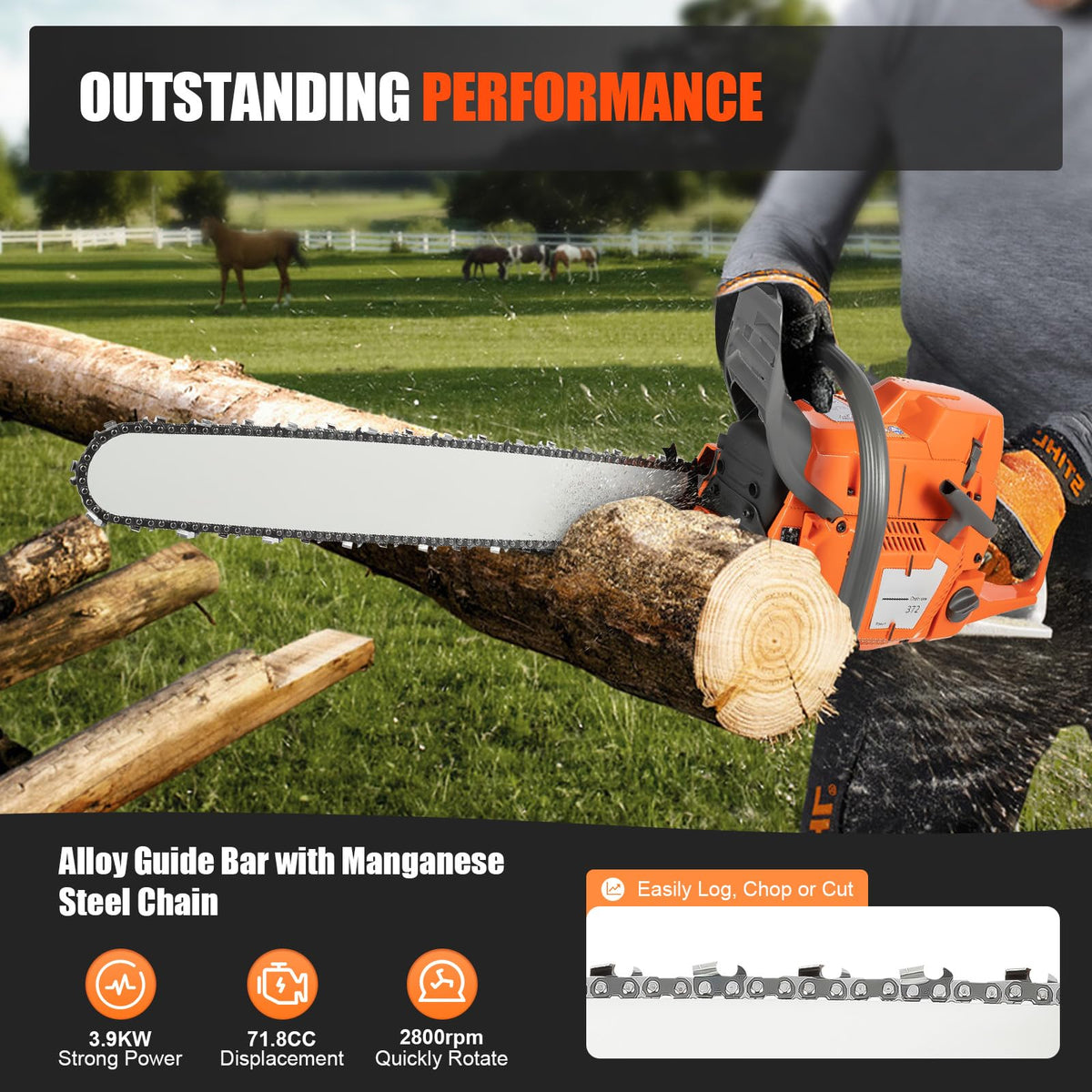 24 Inch 72CC 2-Stroke Gas Chainsaw M845