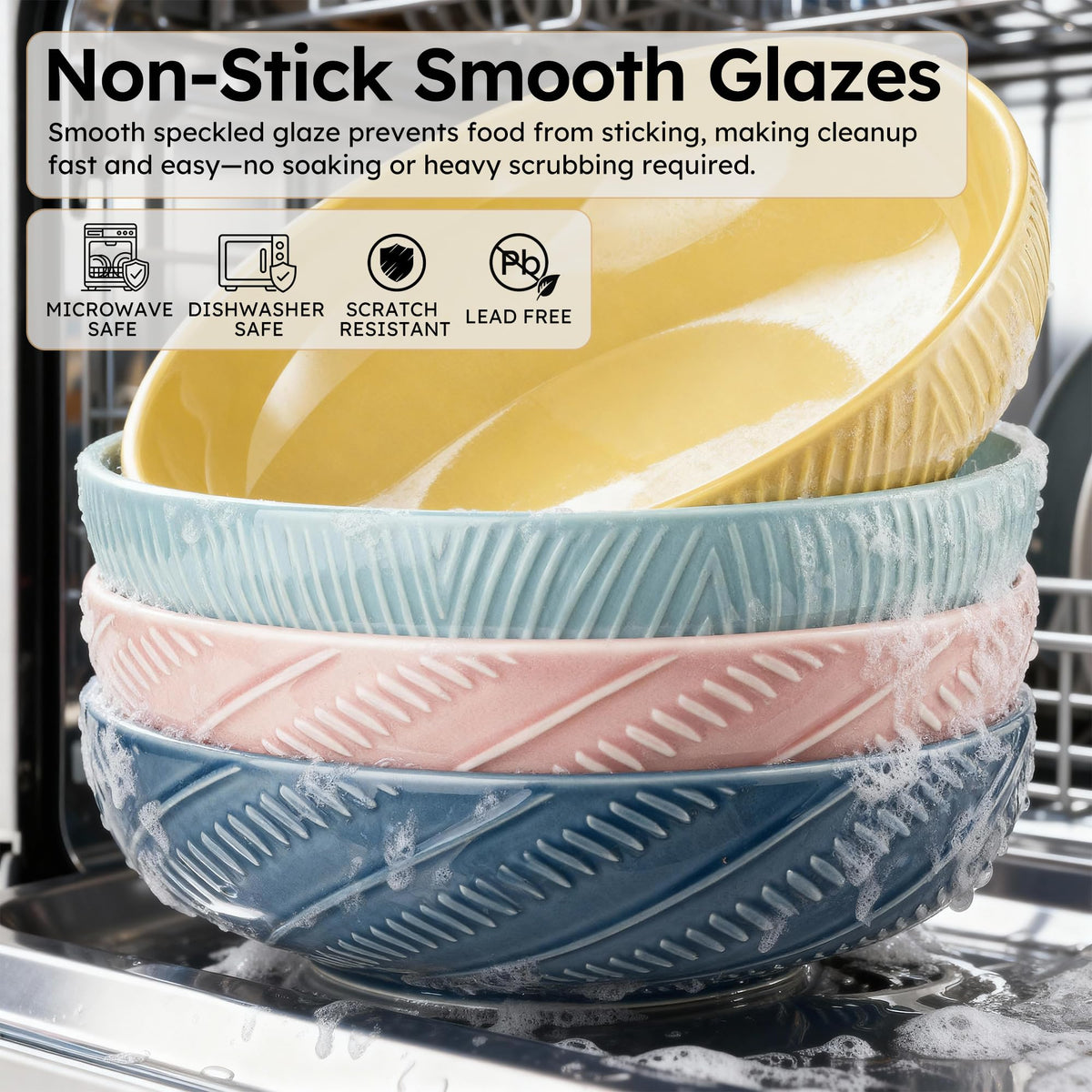8.5Inch 36OZ Ceramic Pasta Bowls Set of 4 L535