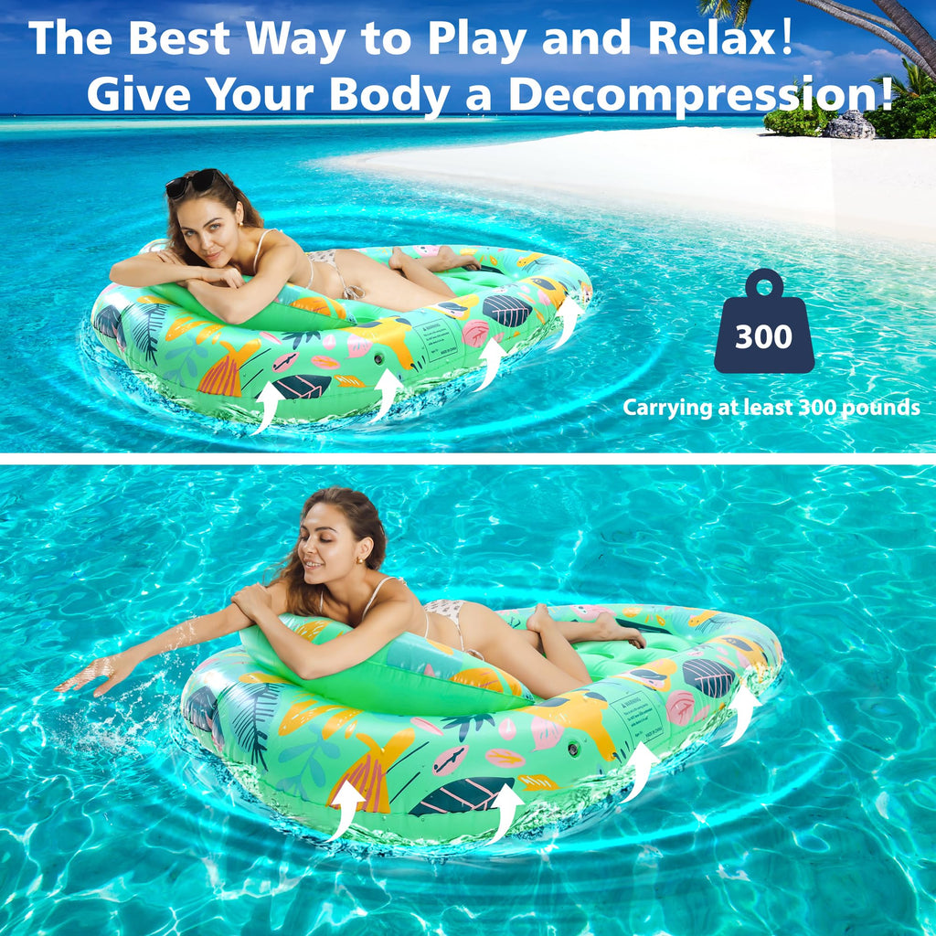 4 Pack Inflatable Pool Float Lounger with Headrest U730380