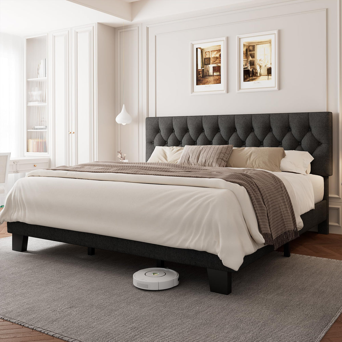 King Size Upholstered Platform Bed with Headboard L649774