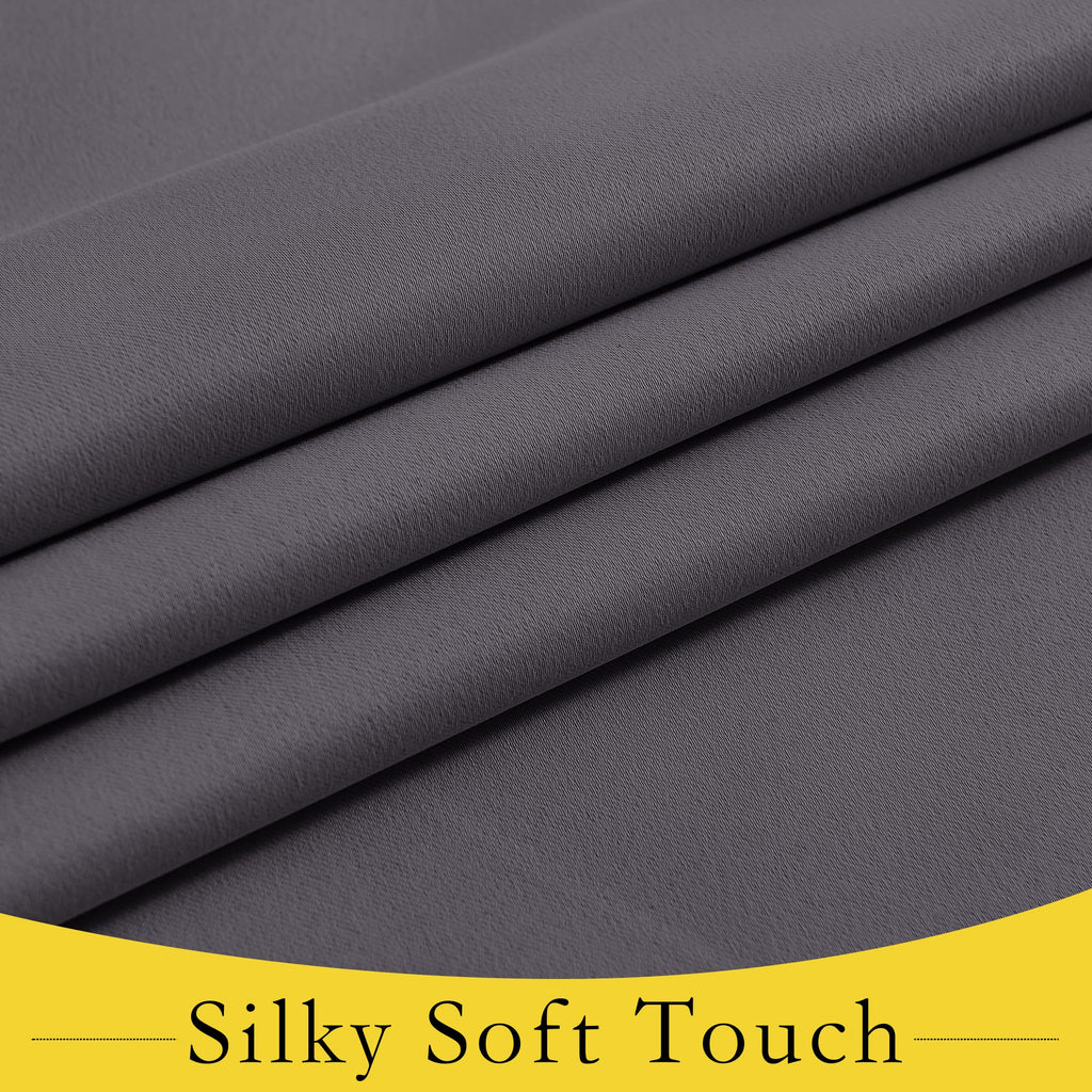 Grey Blackout Thermal Insulated Curtain B43995
