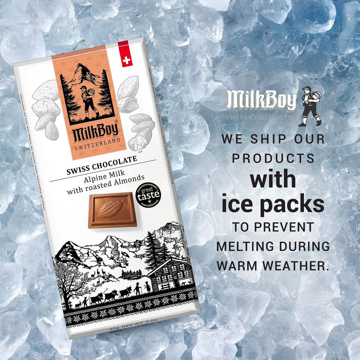 Milk Chocolate Bar with Almonds 3 oz 2 Pack B9797